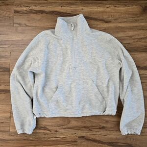 Lululemon Cropped Sweatshirt Gray Quarter-Zip Pullover Light Grey Size 6